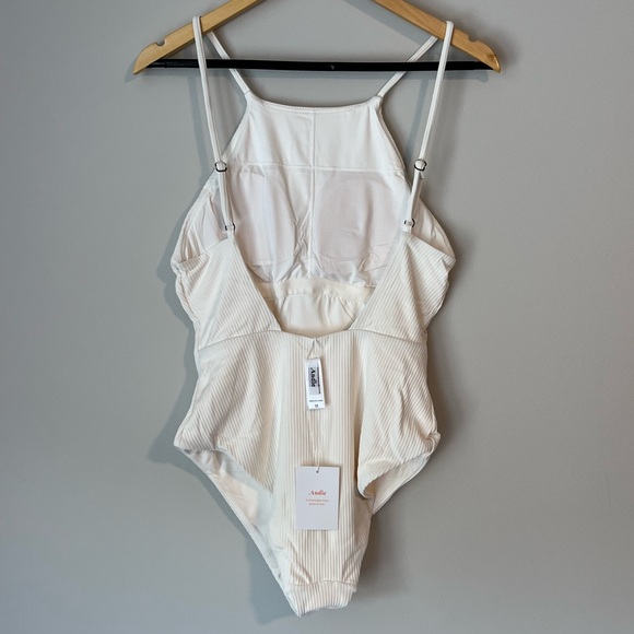 *NWT* Andie The Asbury Rib One Piece Swimsuit in Coco Ivory Size M - Picture 4 of 10